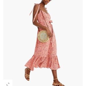 J Crew Button-front floral midi dress